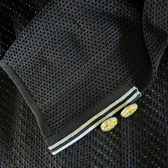 Misook 3 Pc Pantsuit Black Metallic Knit Cardigan Shell Vintage 80s L - Picture 10 of 16